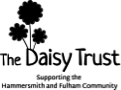 Logo of The Daisy Trust featuring three black daisy silhouettes above the organization’s name. Below, the text reads: Supporting the Hammersmith and Fulham Community.
