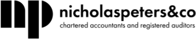 Logo for nicholaspeters&co with large lowercase np on the left and the text chartered accountants and registered auditors beneath the company name on the right.