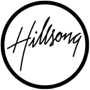 Black handwritten script spelling Hillsong inside a black circle on a white background.